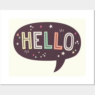 Hello Speech Bubble Typography Posters and Art